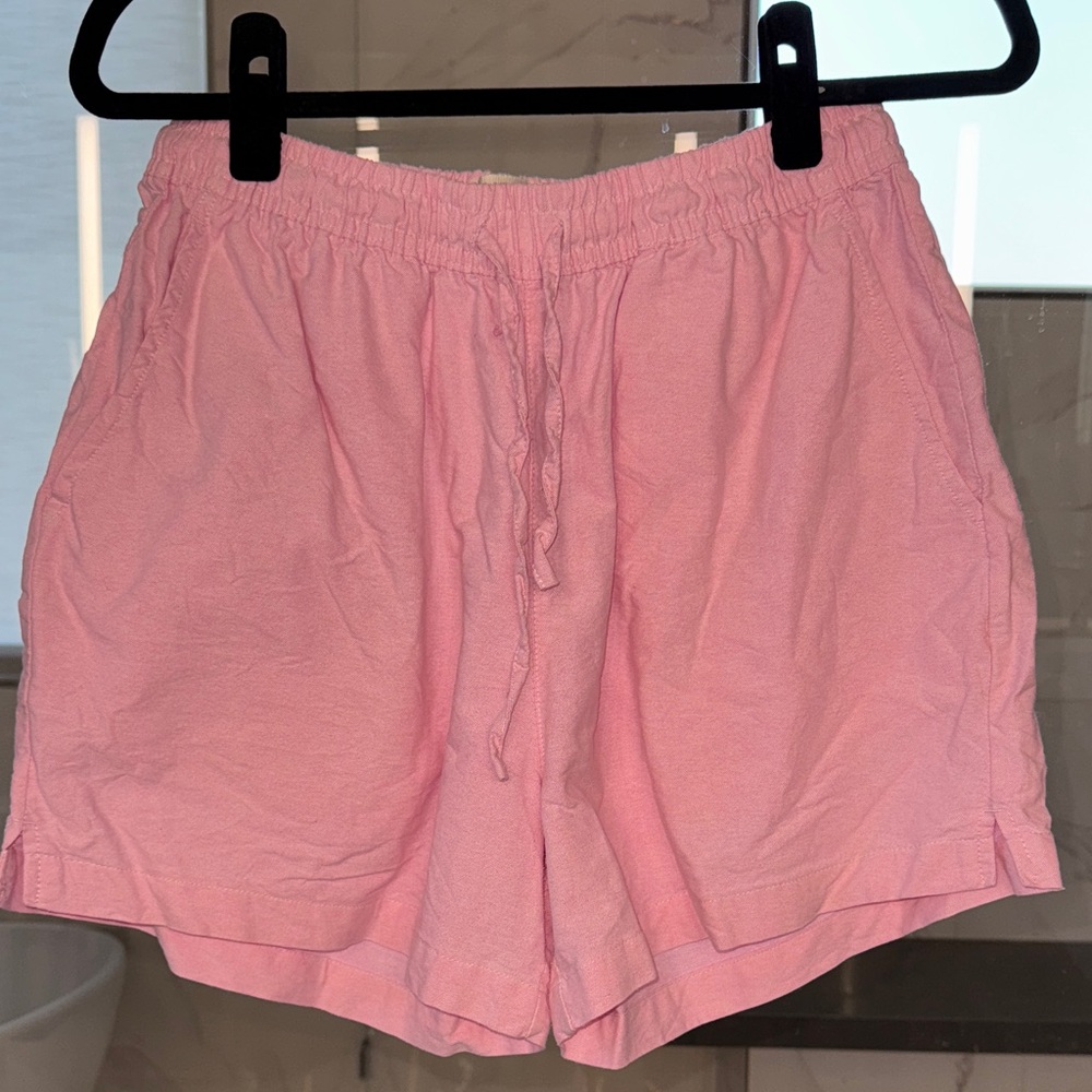 Chic Pink Cotton Shorts Drawstring Shorts